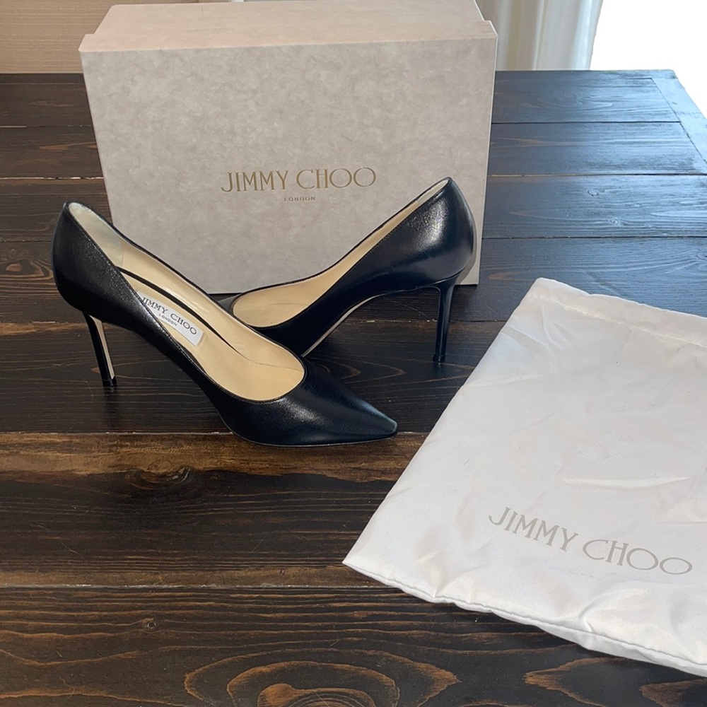 Jimmy Choo Romy black leather heels